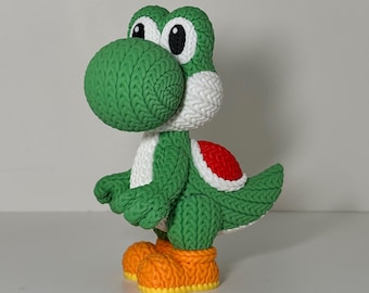 Figuras de punto inspiradas en Yoshi y Mario: artículos de colección de videojuegos retro impresos en 3D.