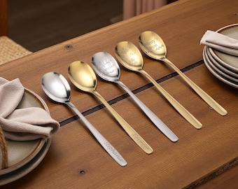 Grawerowana łyżka ze stali nierdzewnej z pudełkiem prezentowym, spersonalizowany prezent dla miłośników jedzenia, spersonalizowany prezent na rocznicę, urodziny, Boże Narodzenie