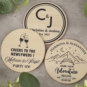 Bulk Personalized Wedding Gifts for Guests, Custom Wooden Coasters Wedding Favors, Wedding Thank You Gifts, Rustic Wedding Decor Coaster