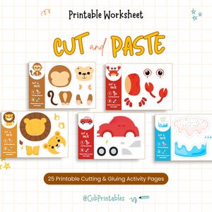 Scissor Skills Worksheets Printable | Cut and Paste Activities for Preschool & Kindergarten | Homeschool Worksheets