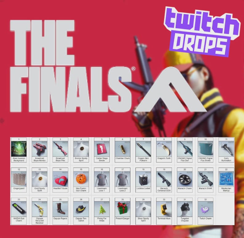 The Finals Twitch Drops - Weapons + Gadgets + Charms + More - ALL 59/59 ...