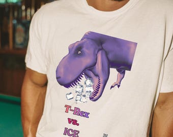 T-Rex anti ICE progressive tee. Short sleeve quality 100% cotton casual shirt. Unisex women men T-shirt. Colorful funny protest art clothing