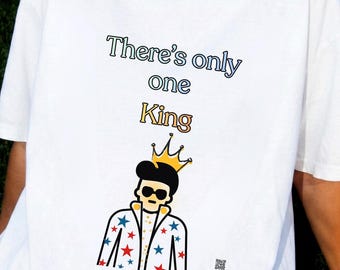Rock n Roll King progressive tee. Short sleeve 100% cotton classic casual shirt. Unisex women men T-shirt. Colorful No Kings Day clothing.