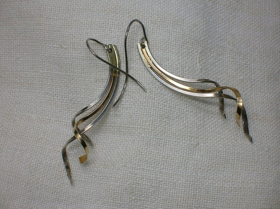 1980s Earrings, 925 Sterling & Vermeil. Retro Swi… - image 4