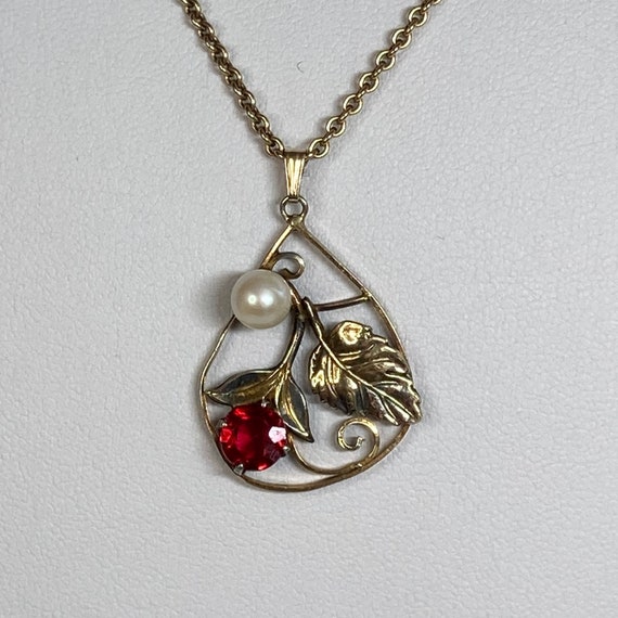 Vintage Gold Filled Necklace & Pendant. Cultured … - image 2