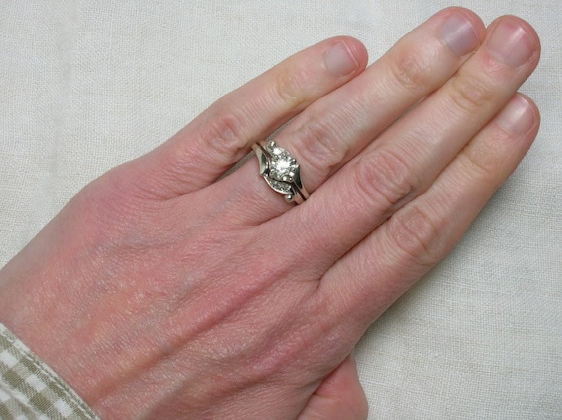 Vintage Wedding Rings Set 1960s Classic White Gold Beauty Etsy