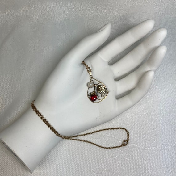 Vintage Gold Filled Necklace & Pendant. Cultured … - image 8