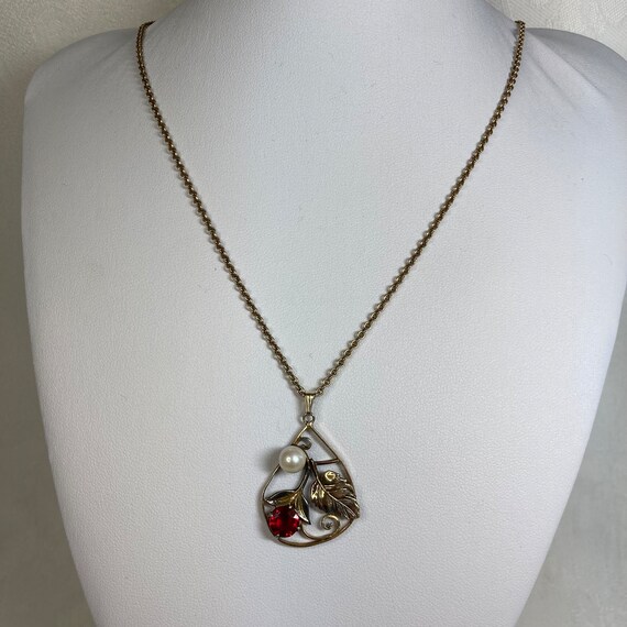 Vintage Gold Filled Necklace & Pendant. Cultured … - image 3