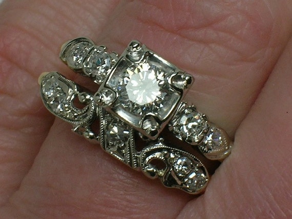 RESERVED: Vintage Wedding Ring Set. Stunning Large Ornate | Etsy