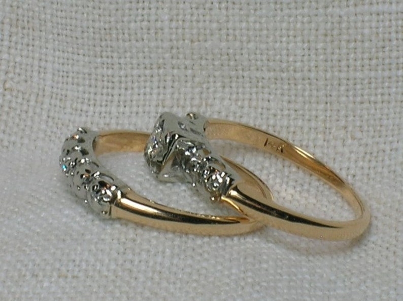 Vintage Wedding Ring Set: 1950s Two Tone | Etsy
