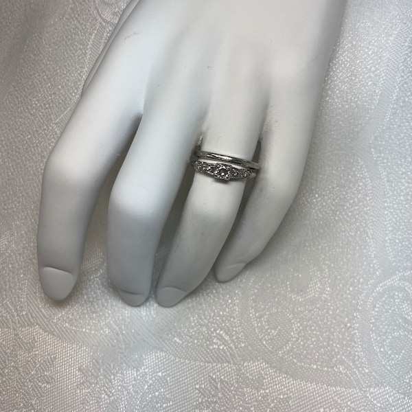Antique 18K White Gold & Platinum Wedding Rings. Together or Separately, Engagement, Band.