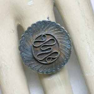 Antique Chinese Ring, formerly a Hairpin! 900 Silver. Round, Longevity Motif. Size 6 1/2, ID5