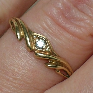 Vintage Engagement Ring: 14K 583 Rose Gold Fianit Solitaire. Size 7 (Latvia)