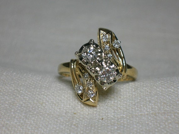 1950s Diamond Ring, Anniversary or Engagement, 19… - image 2