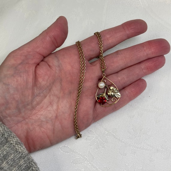 Vintage Gold Filled Necklace & Pendant. Cultured … - image 7