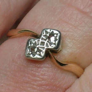 Antique Engagement Ring, Platinum Diamond & Rose Gold, Art Deco 20s. Size 5 1/4