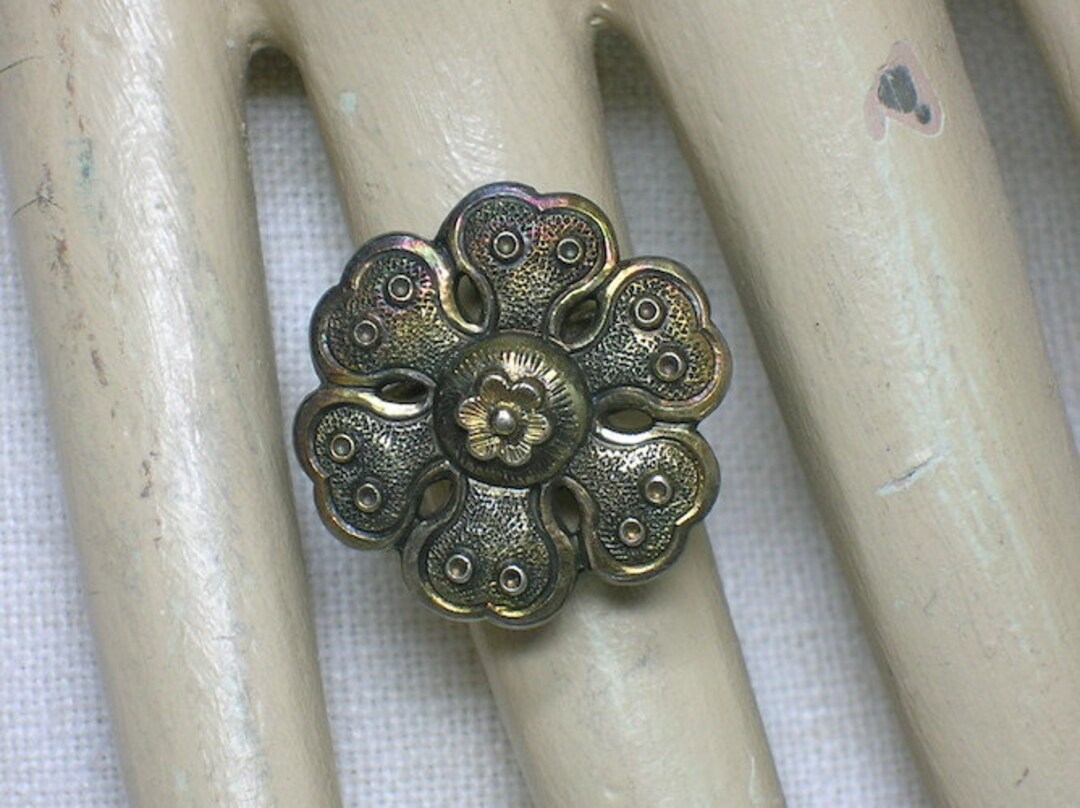 Antique Chinese Silver Hairpin Ring. Ching or Republic Era. Flower. ID1 ...