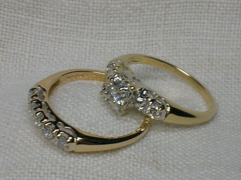  Vintage  Wedding  Rings  Set Cute 1940s  Illusion Head Etsy