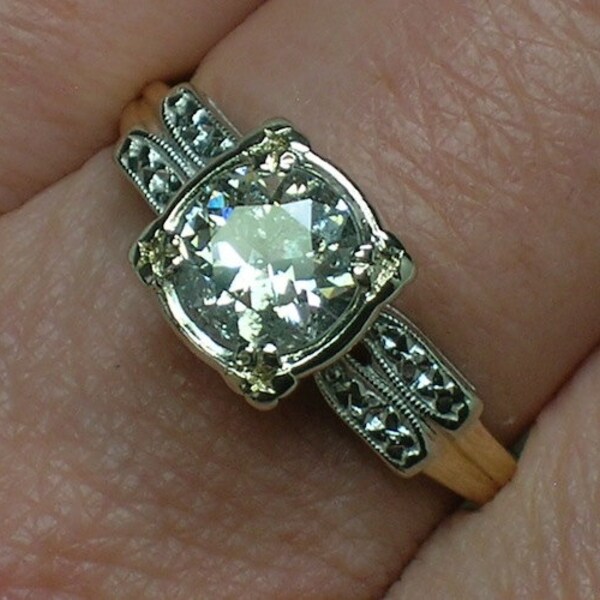 Vintage Engagement Ring: Euro Cut Diamond Solitaire, 1930s