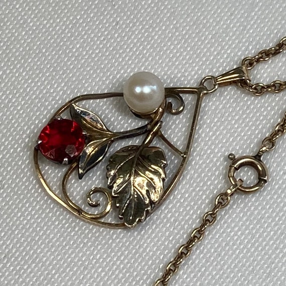 Vintage Gold Filled Necklace & Pendant. Cultured … - image 1