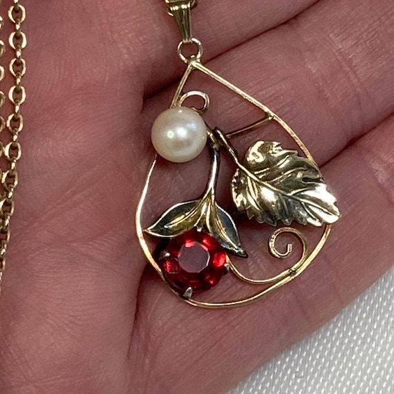Vintage Gold Filled Necklace & Pendant. Cultured … - image 6