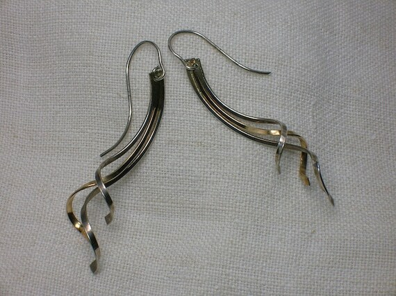 1980s Earrings, 925 Sterling & Vermeil. Retro Swi… - image 3