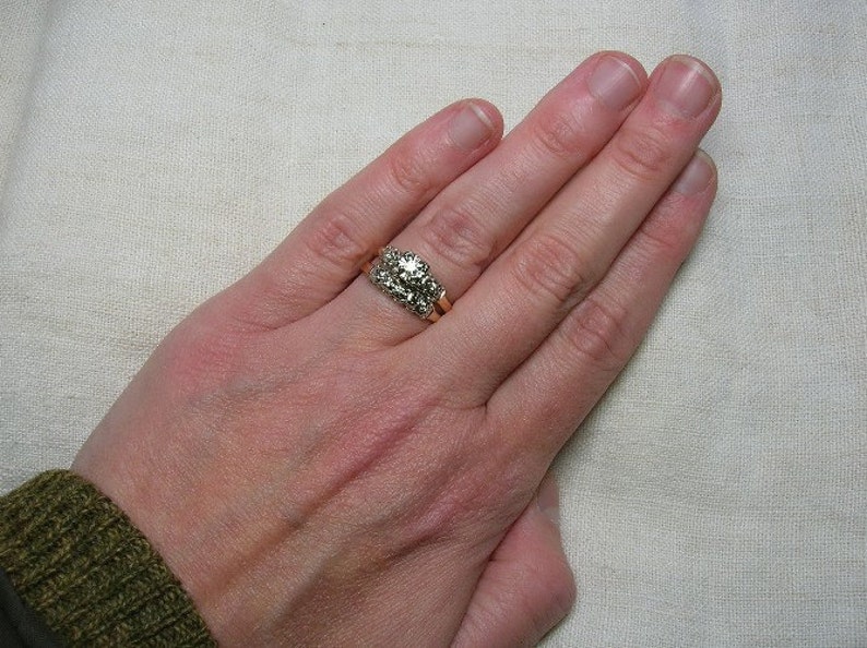 Vintage Wedding Ring Set 1950s Two Tone Etsy