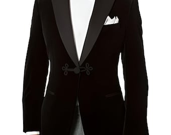Men's Black Velvet Tuxedo Blazer: Slim Fit Shawl Lapel Party Jacket