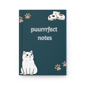 Cat Hardcover Journal Matte, Cute Cat Notebook for Cat Lovers, Cat Stationery, Kitty Writing Journal, Cat Lady Gift, Cat Diary