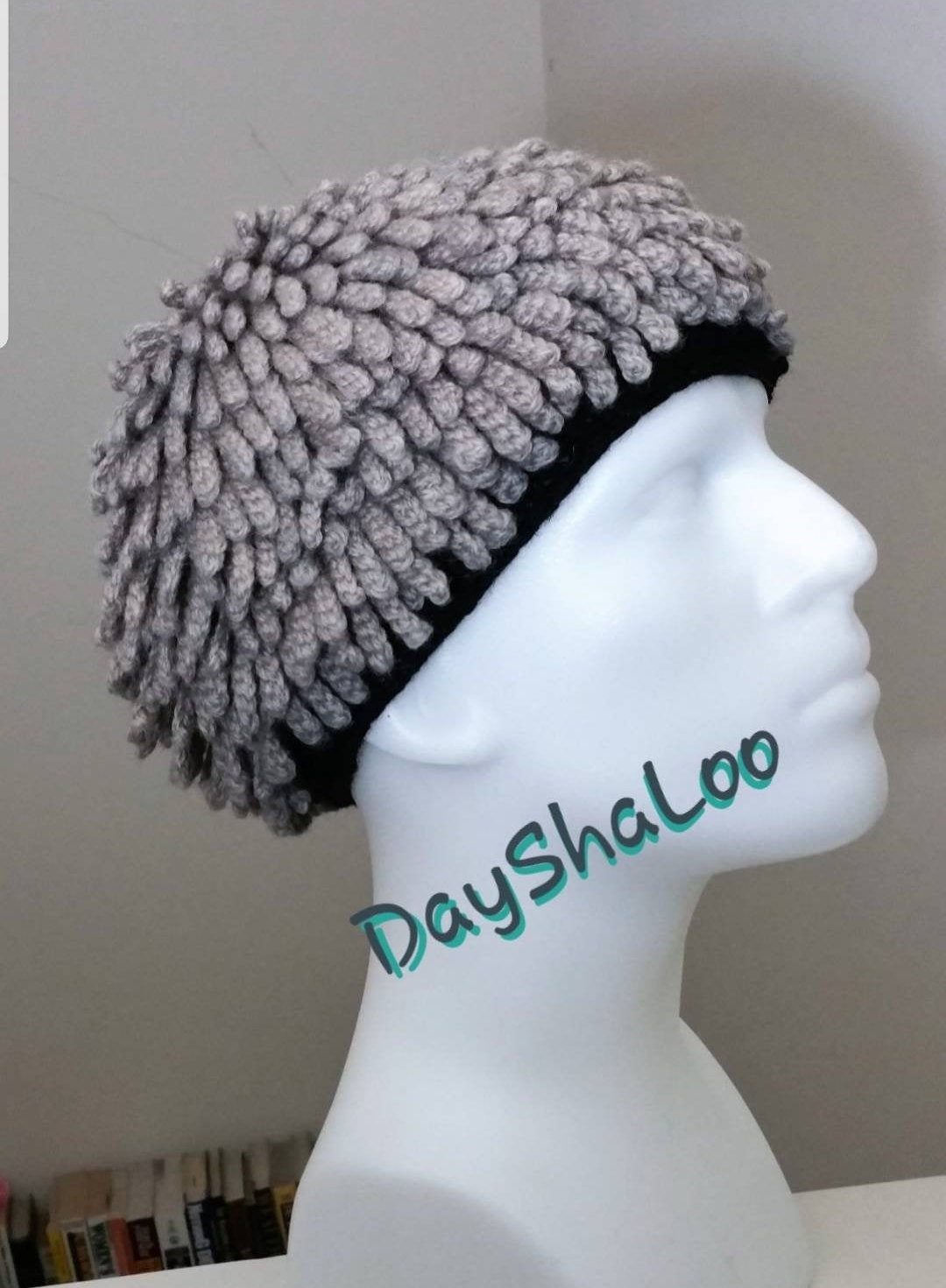 Wool Billy Gibbons Inspired Hat, Dayshaloo Nudu Hat, ZZ Top Inspired Hat,  African Bamileke, Ski Hat, Wig Hat, Chemo Hat light Gray Shown 