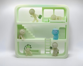 Estante de exhibición grande para montar en la pared de Smiski House