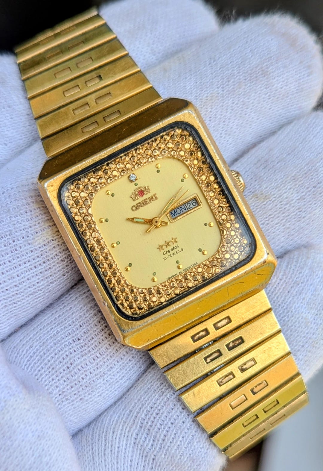 ORIENT Crystal Automatic Rectangular Watch Ladies Genuine Authentic ...