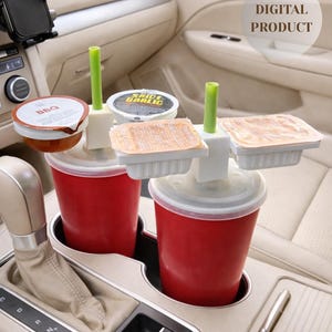 Car Sauce Holder STL File Set, Straw Mounted Dip Cups, Fast Print, Digital Download