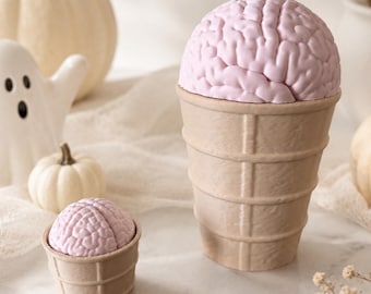 3D Printed Ice Cream Cup & Clicker STL Files, Spooky Brain Halloween Decor