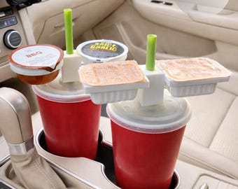 Car Sauce Holder STL File Set, Straw Mounted Dip Cups, Fast Print, Digital Download