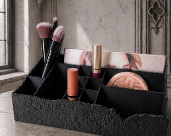 Gothic Makeup Organizer STL, Large Palette Holder, Cosmetic Storage, Vanity Decor, Stone Texture