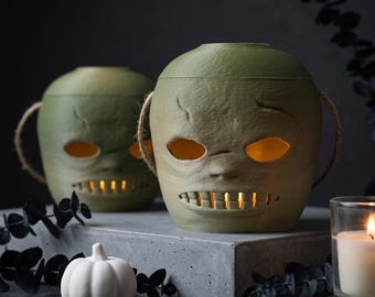 Halloween Decor, Jack O Lantern, Turnip LED Candle Holder, Hanging Spooky Ornament, 3D Printed Decoration