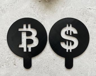 Coffee and Baking Stencil Set STL File, Dollar and Bitcoin Latte Art Stencils