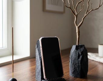 Desk Set STL Files, Stone Texture Phone Stand Vase Incense Holder, Digital Download