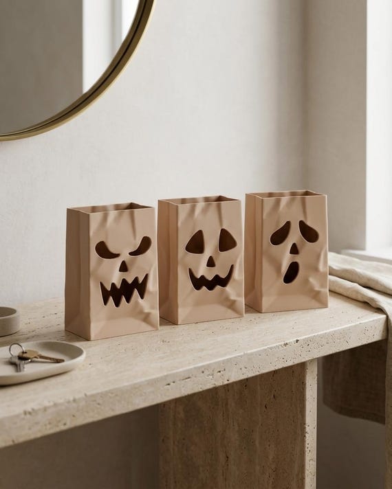 Halloween Paper Bag STL File for 3D Printing, Shelf Decor Digital Download