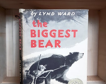 The Biggest Bear SIGNIERT von Lynd Ward 1952 Erstausgabe Hardcover in Schutzumschlag Caldecott Winner Vintage Kinderbuch