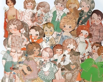 Antique Dolly Dingle Paper Dolls Clipped from Magazines circa 1920s Grace Drayton Campbell's Soup Kids