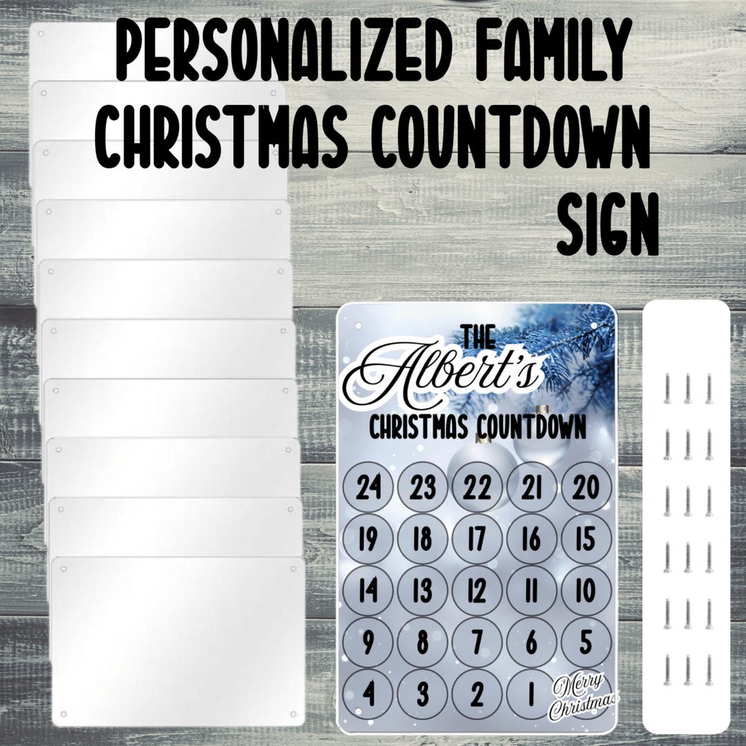 Personalized Family Christmas Countdown Metal Sign 8x12 With One White ...