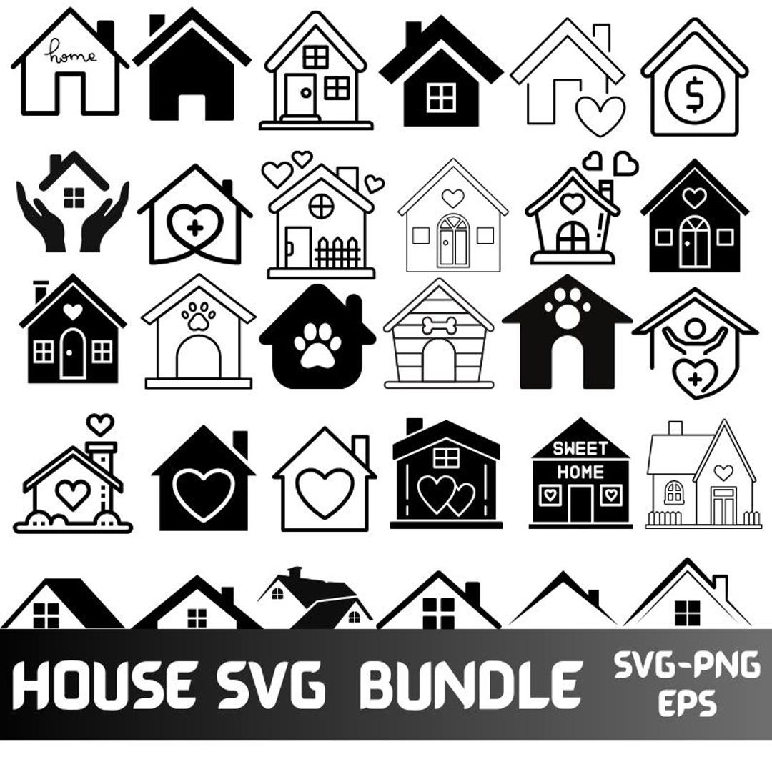 House SVG Bundle: Home Silhouette Clipart (digital Download) - Etsy