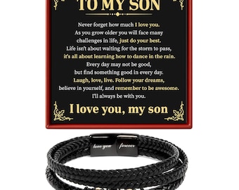 To My Son Bracelet | Engraved Love You Forever Message | Birthday Graduation Gift for Son