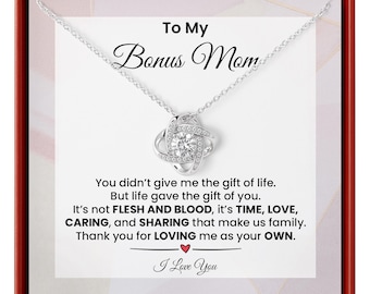 Love Knot Necklace: 14K White Gold, Cubic Zirconia, Bonus Gift From Bride To Stepmom