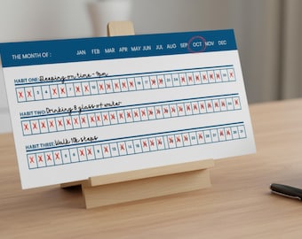 Habit Tracker Card Monthly Habit Tracker in 12 Colors Daily Routine and Goal Planner Digital Download PDF Journal Habit Planner