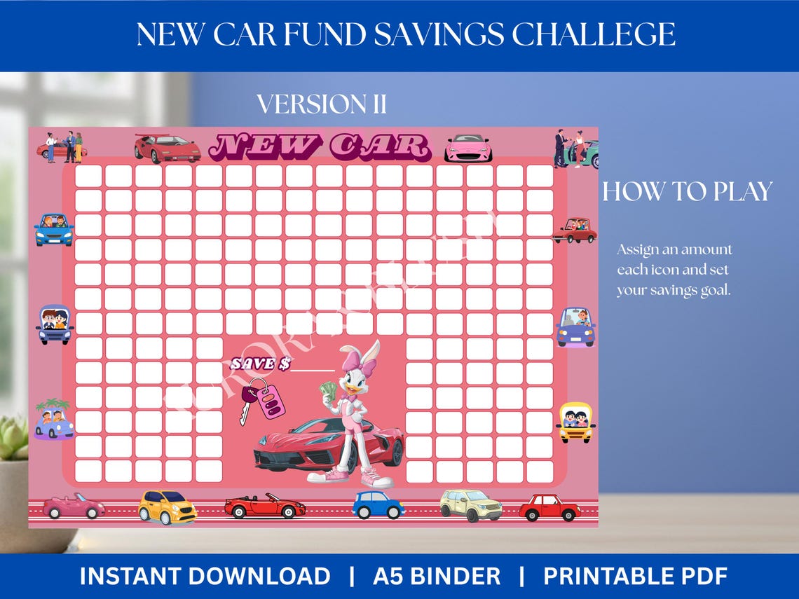 New Car Fund Savings Challenge Save 3500 A5 Savings Inserts Cash ...