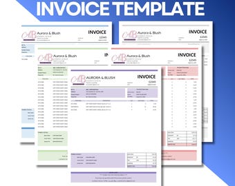 Editable Invoice Template Excel and Google Sheets Small Business Custom Order Form Simple Printable Invoice Form Modern Invoice Tracker