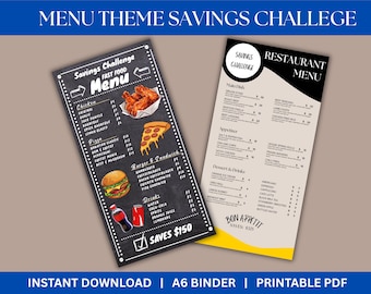 Savings Challenge Inserts Menu Theme Cash Stuffing A6 Binder Insert One Month a Head perfect for Low Income Family Cash Tracker Mini Mondays